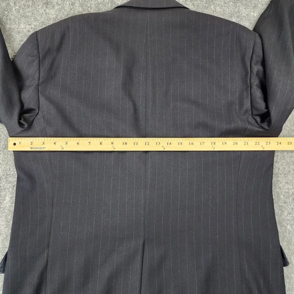 Brooks Brothers Blazer Mens 45 Reg Black Pinstripe Wool Cashmere Italy Sport